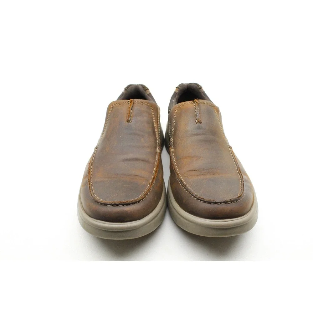 Clarks Mens 10.5 US Bradley‎ Free Brown Leather Casual Slip On Comfort Shoes